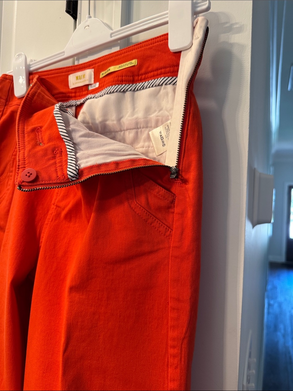 Anthropologie Maeve Bright Orange High-Rise Trousers - Picture 4 of 4